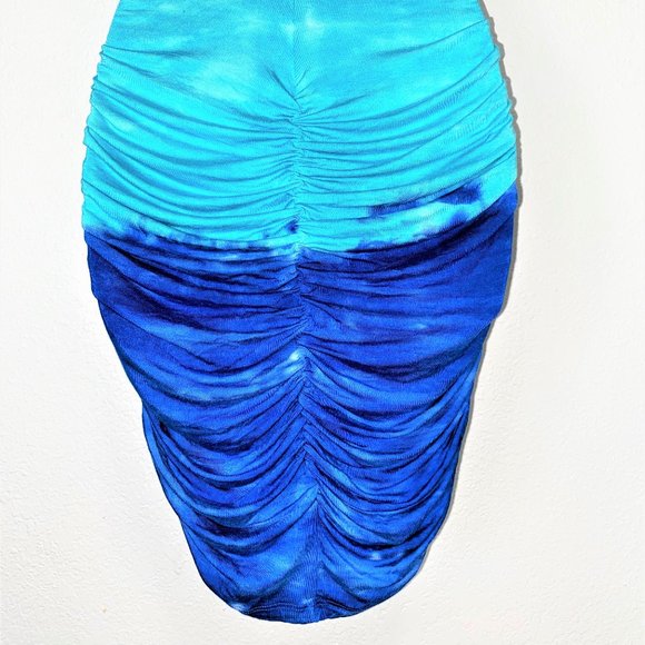 Venus Women's Bodycon Ruched Macrame Back Sleeveless Dress Blue Size S - Picture 7 of 16